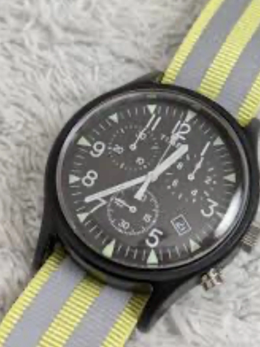 Timex Mens MK1 Aluminum Chronograph 40mm Military Inspired Grey and Yellow Band